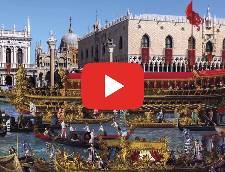 Reconstruction showing the Bucentaur in the Venice Lagoon